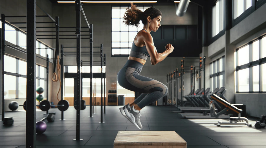 Girl jumping box gym