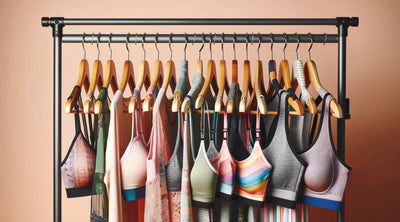 Sports Bra selection on a clothing rail