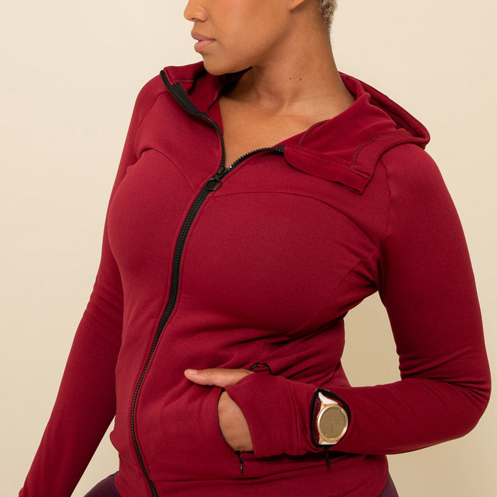 Maaree Sisterhoodie burgundy hoodie ladies with pockets and gps pocket