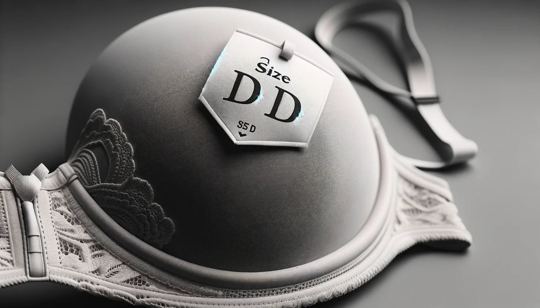 White lace bra labelled a size DD