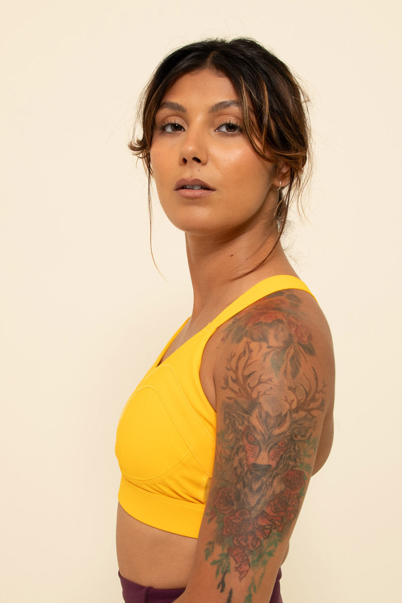 Maaree Solidarity high impact sports bra saffron yellow