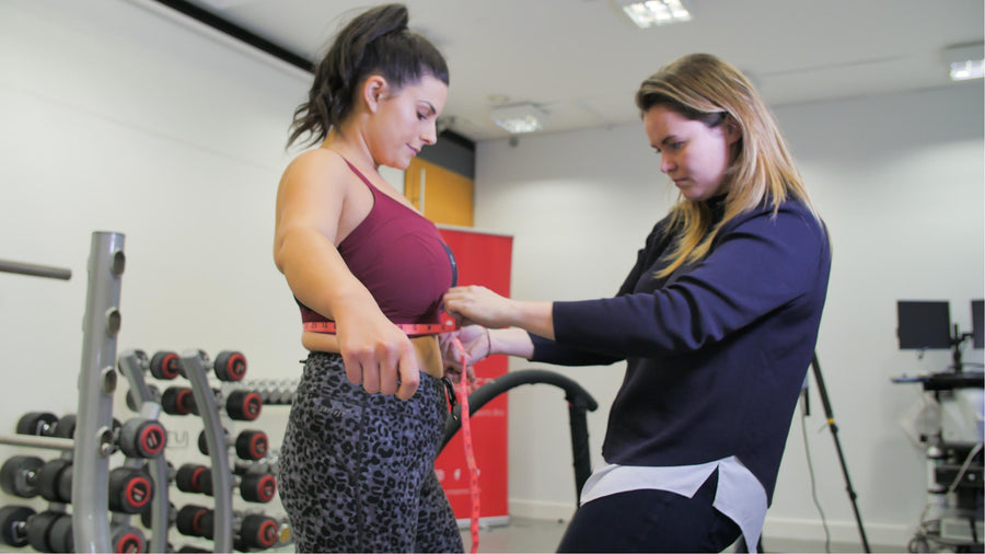 Mari measuring a participant before testing